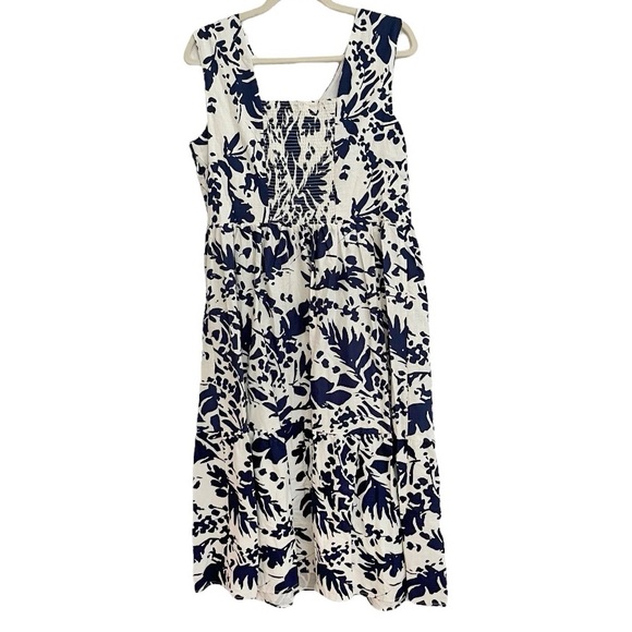 NWT M Magaschoni Fauna Floral Sleeveless Linen Blend Midi Dress Bold Shadow 10 - Picture 3 of 10